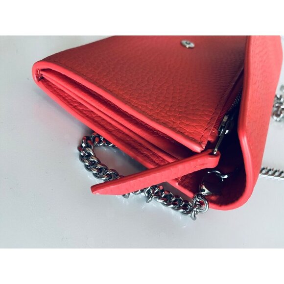 Allsaints Pebbled Leather Captain Chain Wallet Crossbody Pink Removable Strap - Picture 9 of 12